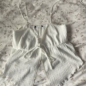 White tank top with front bow tie